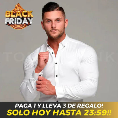 Camisa Manga Larga Unicolor Cuello Mao